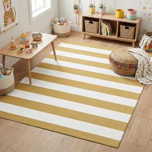 Mustard and White Stripes Rug