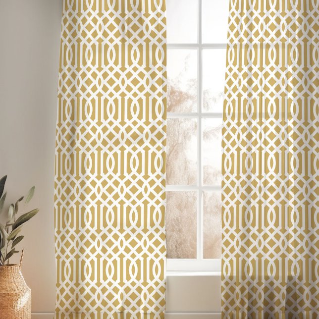 Mustard and White Trellis Pattern Sheer Curtains (Creator Uploaded)