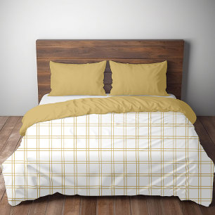 Mustard and White Windowpane Check Duvet Cover