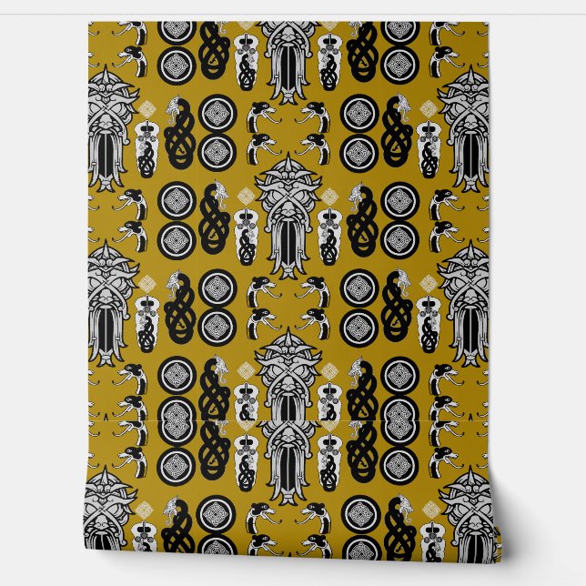 Mustard Anglo Saxon Art Print Wallpaper (Unrolling)
