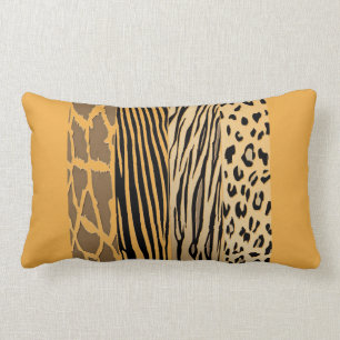 Mustard Animal Printed Zebra Striped Pillow
