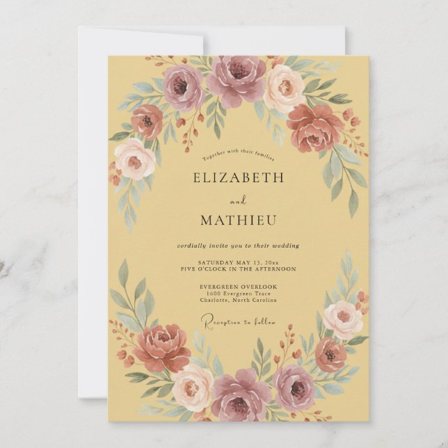 Mustard Artful Vintage Wedding Invitation (Front)