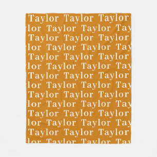 Mustard Autumn Personalized Repeating Name Fleece Blanket