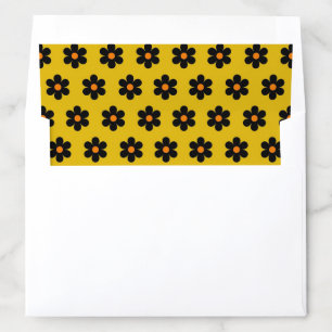 Mustard Black Flowers Rustic Boho Bridal  Envelope Liner