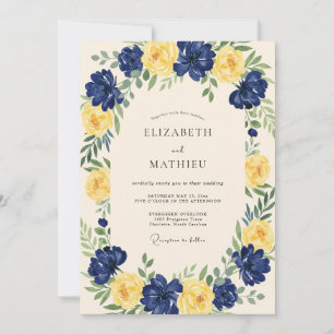 Mustard Blossom Wreath Wedding Invitation