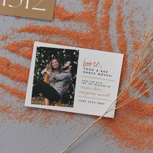 Mustard Booze Food  Bad Dance Moves Save The Date Postcard