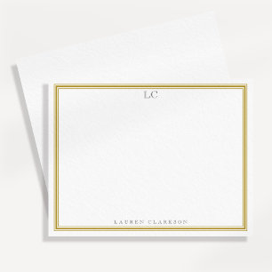 Mustard Border Monogram Stationery Note Card