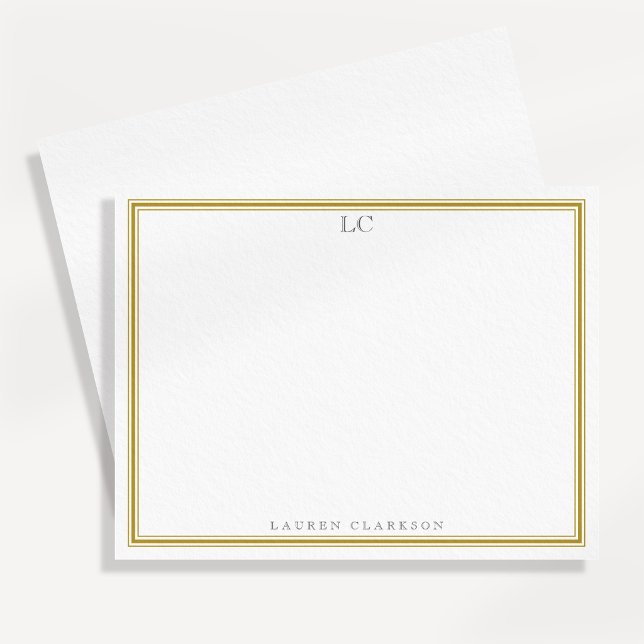 Mustard Border Monogram Stationery Note Card (Creator Uploaded)