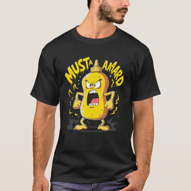 Mustard Bottle Scream Funny Condiment Rap Humor T-Shirt (Front)
