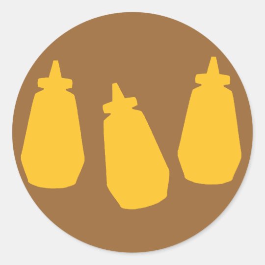 Mustard Bottles Classic Round Sticker