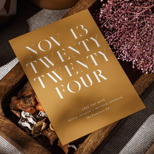 Mustard Brown Fall Wedding Minimalist Autumn Save The Date