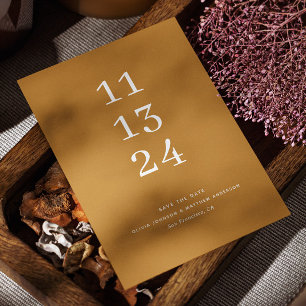 Mustard Brown Fall Wedding Minimalist Autumn Save The Date