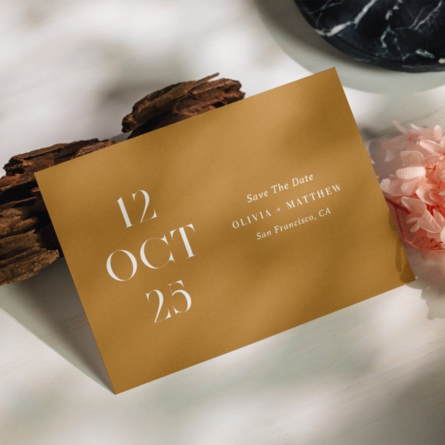 Mustard Brown Fall Wedding | Rustic Autumn Photo Save The Date (Creator Uploaded)