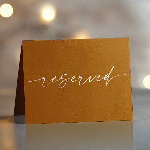 Mustard Brown Fall Wedding   Script Reserved Sign Cards