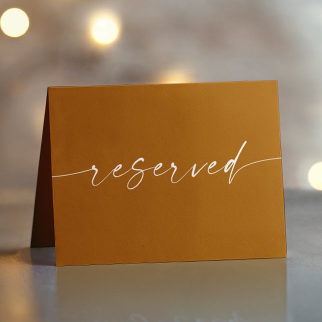 Mustard Brown Fall Wedding | Script Reserved Sign Cards (Creator Uploaded)