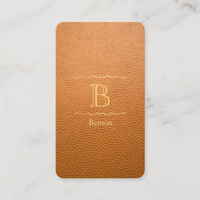Mustard Brown Mock Leather Instagram Style Business Card (Front)