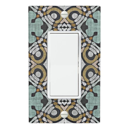 Mustard Brown Teal Green Gray Black Tribe Art Light Switch Cover