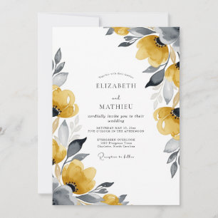 Mustard Chic Botanical Wedding Invitation