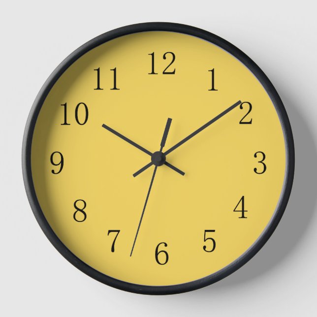 Mustard Color Yellow Kitchen Wall Clock (Front)