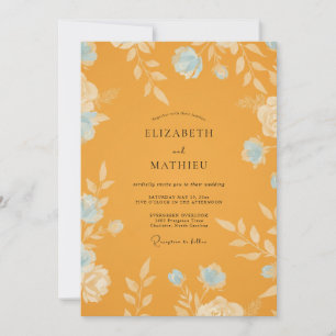 Mustard Cornflower Bloom Wedding Invitation