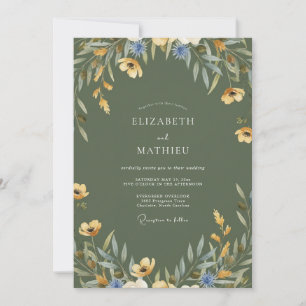 Mustard Cornflower Painted Wedding Invitation