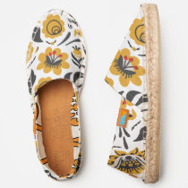 Mustard Cute Chic Girly Floral Pattern Espadrilles