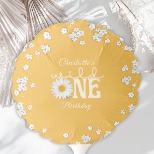 Mustard Daisy Wild One 1st Birthday  Balloon
