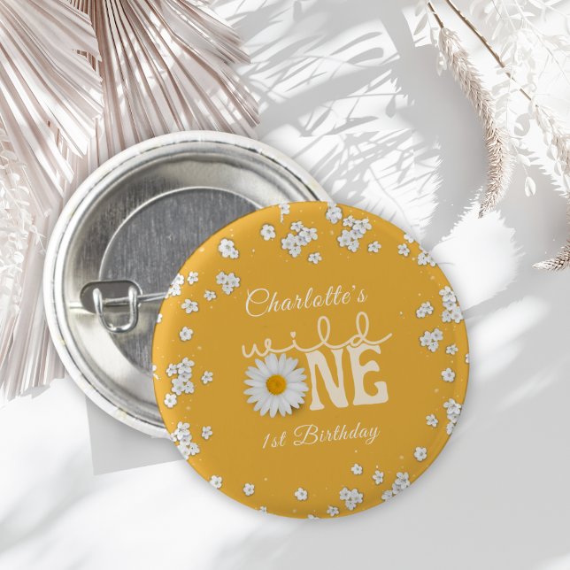Mustard Daisy Wild One 1st Birthday  Button (Creator Uploaded)