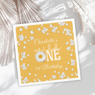 Mustard Daisy Wild One 1st Birthday Paper Napkin