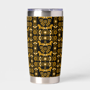 Mustard Dala Swedish Horse Print Insulated Tumbler