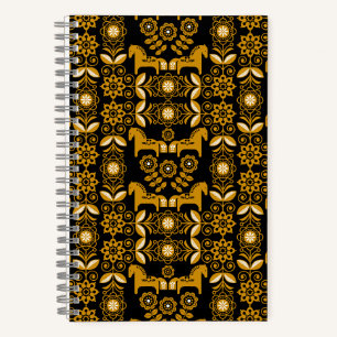 Mustard Dala Swedish Horse Print Notebook