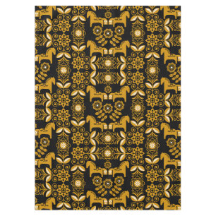 Mustard Dala Swedish Horse Print Tablecloth