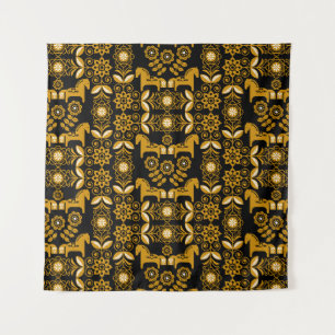 Mustard Dala Swedish Horse Print Tapestry