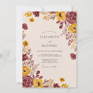 Mustard Earthy Fall Wedding Invitation