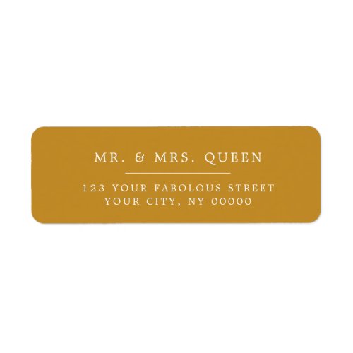 Mustard Elegant Classic Simple Return Address Label