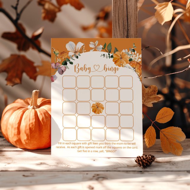Mustard fall Little pumpkin floral baby bingo game (Creator Uploaded)