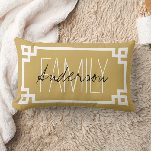 Mustard Family Name Monogram Lumbar Pillow