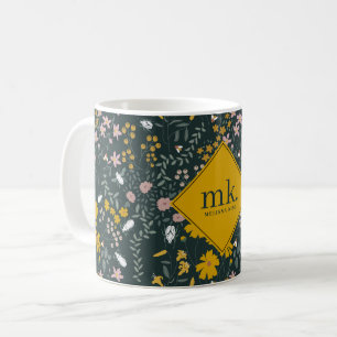 Mustard Floral Beetles & Bees Bohemian Wildflowers Coffee Mug