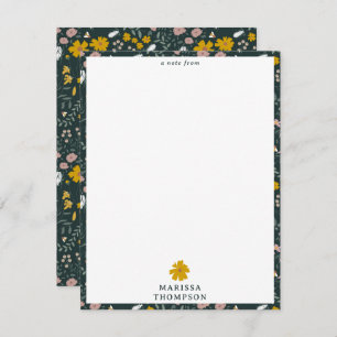 Mustard Floral Beetles & Bees Bohemian Wildflowers Note Card