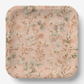 Mustard Floral Vintage Vine Botanical Baby Blanket Paper Plates