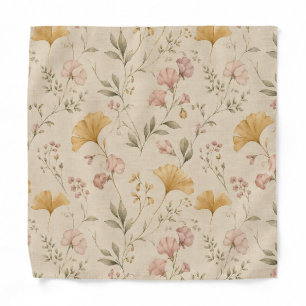 Mustard Floral Vintage Vine Botanical Throw Blanke Bandana