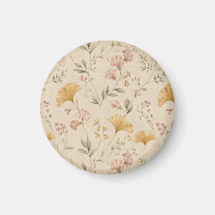 Mustard Floral Vintage Vine Botanical Throw Blanke Magnet