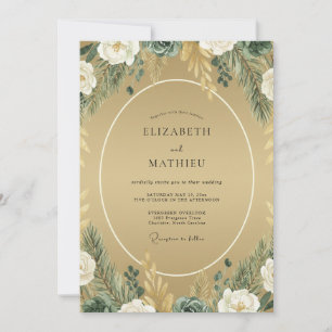 Mustard Foliage Sage Wedding Invitation