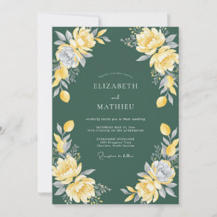 Mustard Gold Citrus Eucalyptus Wedding Invitation
