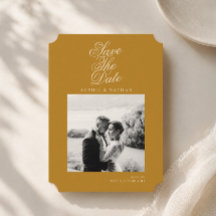 Mustard Gold Editorial Photo Save the Date Card