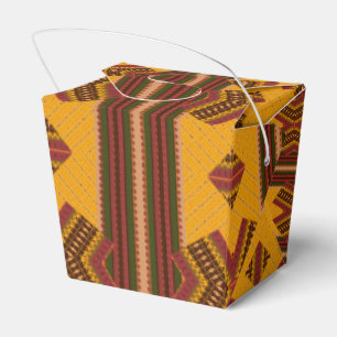Mustard Gold Geometric Pattern Favor Boxes