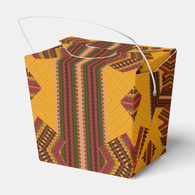 Mustard Gold Geometric Pattern Favor Boxes (Back Side)