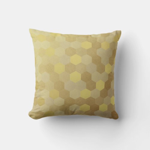 Mustard Gold Gray Geometry Honeycumb IT_ DESIGN Throw Pillow