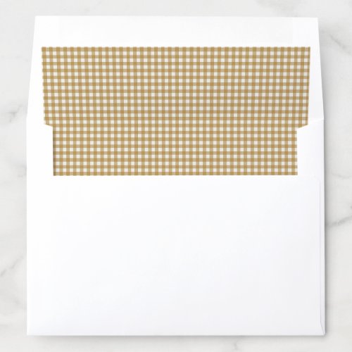 Mustard Gold Plaid Gingham Check Christmas Holiday Envelope Liner