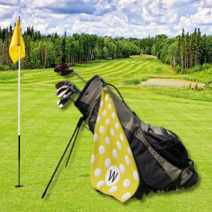 Mustard Golf Ball Pattern Monogram Personalized Towel